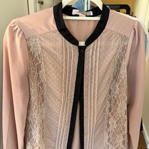 Forever 21 pink ruffle sleeved  Button Down